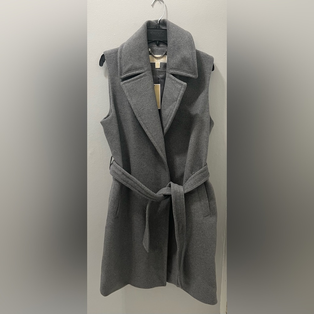 NWT Michael Kors Heather Grey Sleeveless Coat